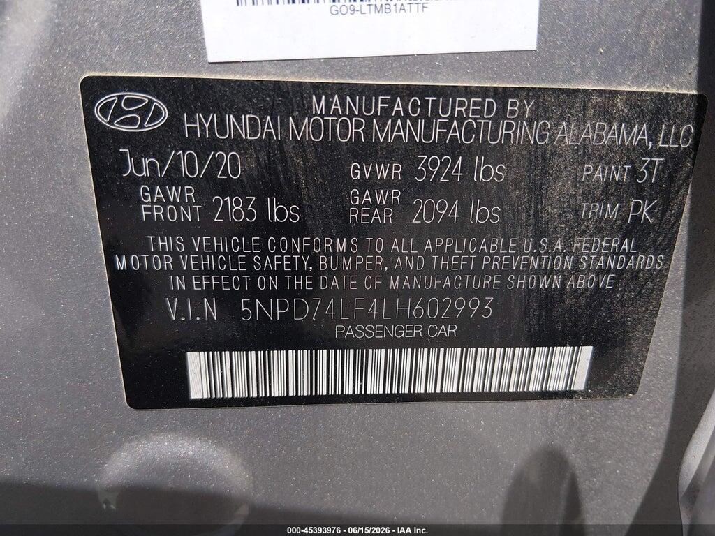 5NPD74LF4LH602993 2020 HYUNDAI ELANTRA photo no. 9