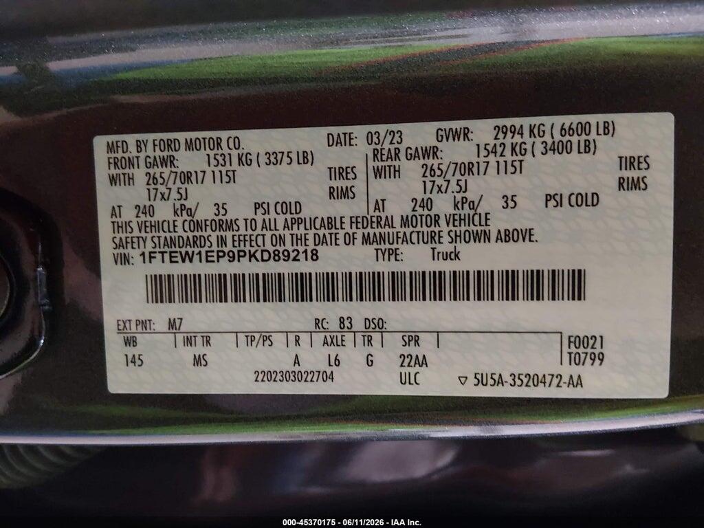 1FTEW1EP9PKD89218 2023 FORD F-150 photo no. 9