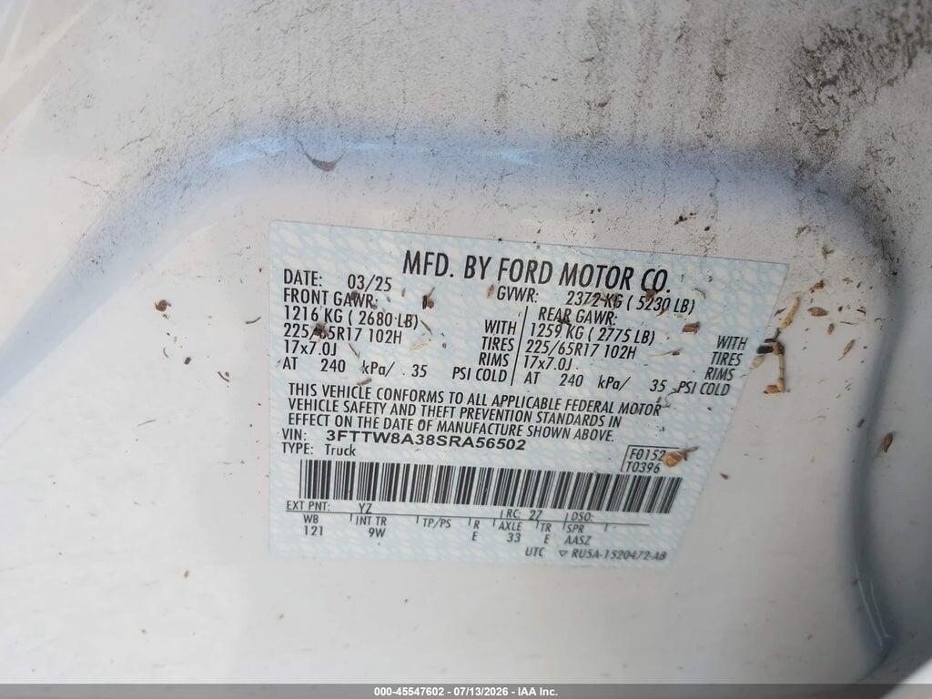 3FTTW8A38SRA56502 2025 FORD MAVERICK photo no. 8
