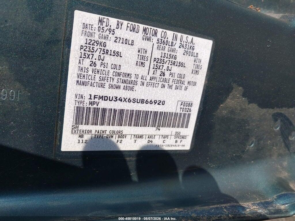 1FMDU34X6SUB66920 1995 FORD EXPLORER photo no. 9