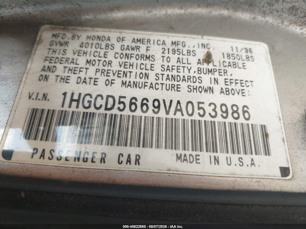 1HGCD5669VA053986 1997 HONDA ACCORD photo no. 9