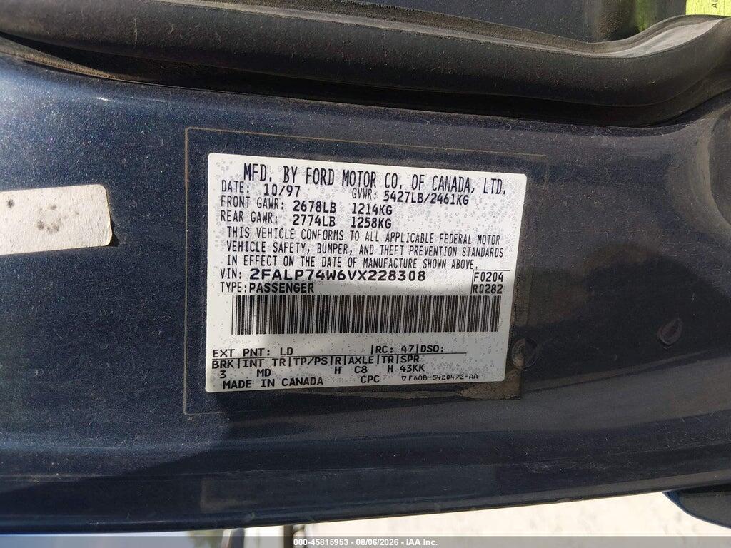 2FALP74W6VX228308 1997 FORD CROWN VICTORIA photo no. 9
