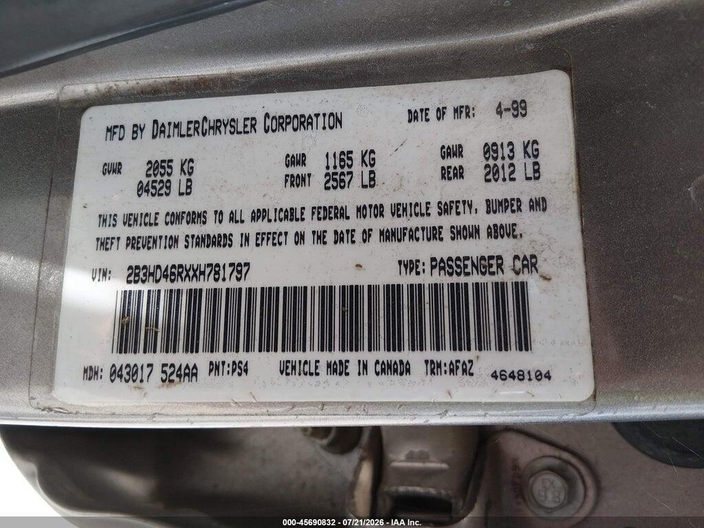 2B3HD46RXXH781797 1999 DODGE INTREPID photo no. 9