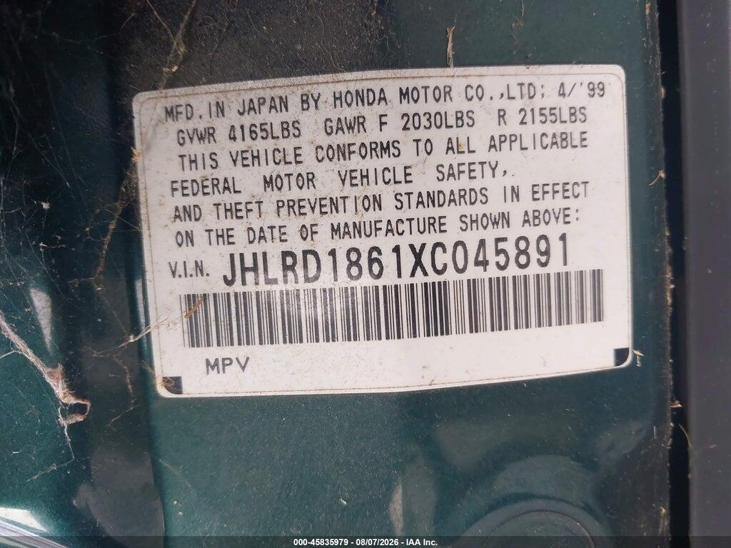 JHLRD1861XC045891 1999 HONDA CR-V photo no. 9