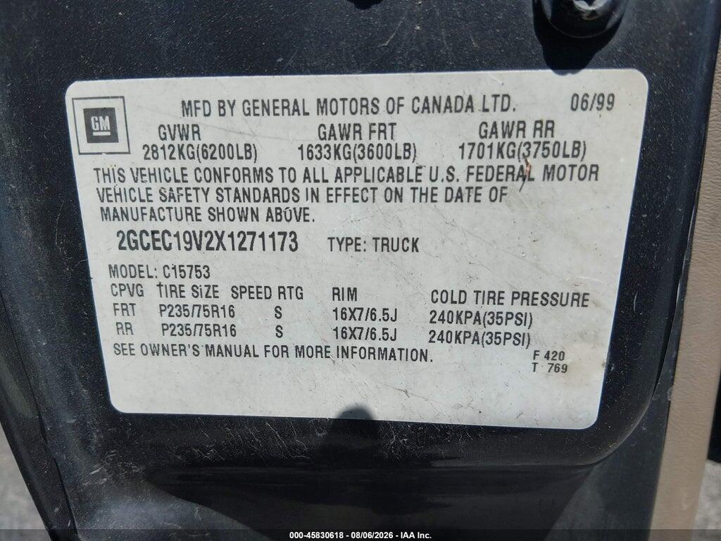 2GCEC19V2X1271173 1999 CHEVROLET SILVERADO 1500 photo no. 9