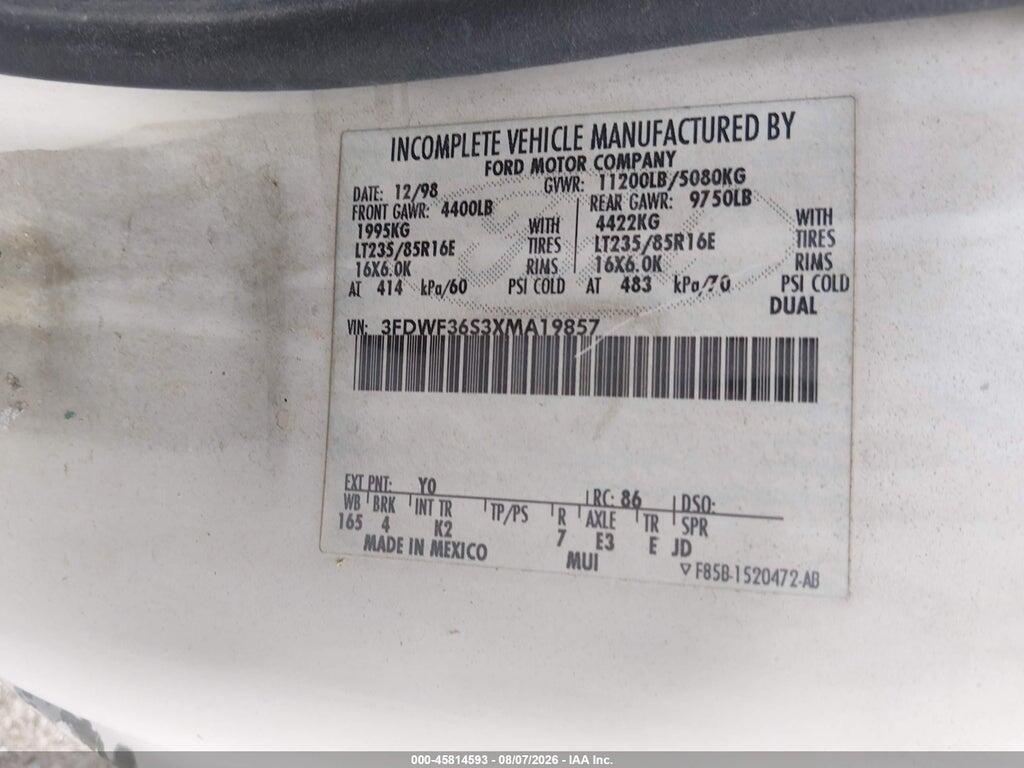 3FDWF36S3XMA19857 1999 FORD SUPER DUTY F-350 DRW photo no. 9
