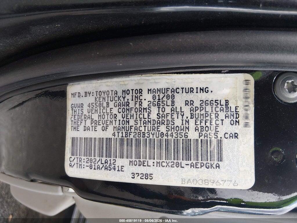 4T1BF28B3YU044356 2000 TOYOTA AVALON photo no. 9