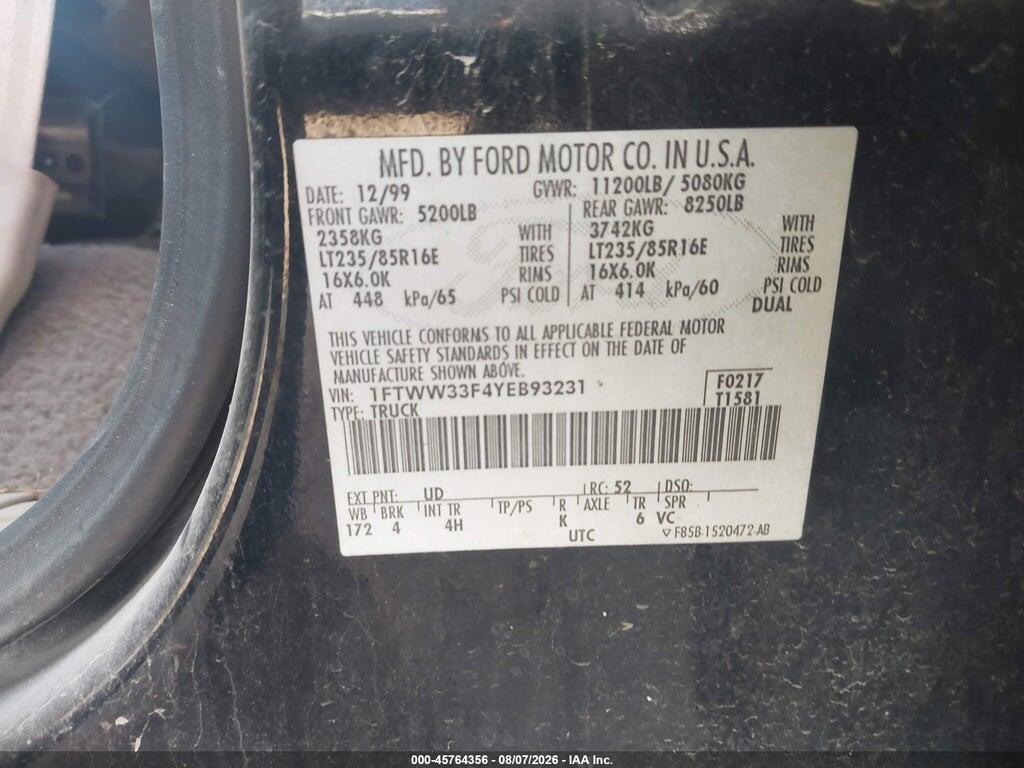 1FTWW33F4YEB93231 2000 FORD F-350 photo no. 8
