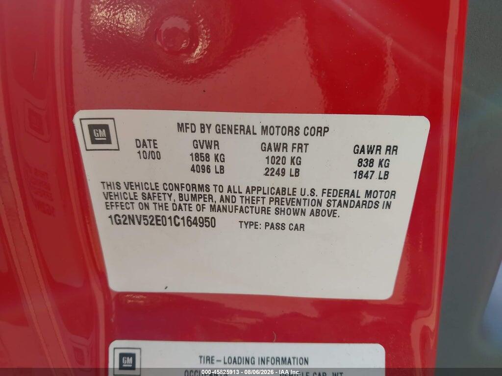 1G2NV52E01C164950 2001 PONTIAC GRAND AM photo no. 9