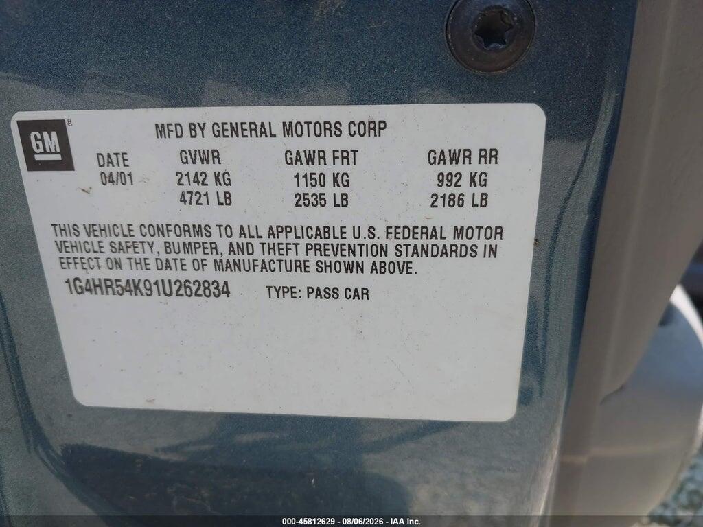 1G4HR54K91U262834 2001 BUICK LESABRE photo no. 9