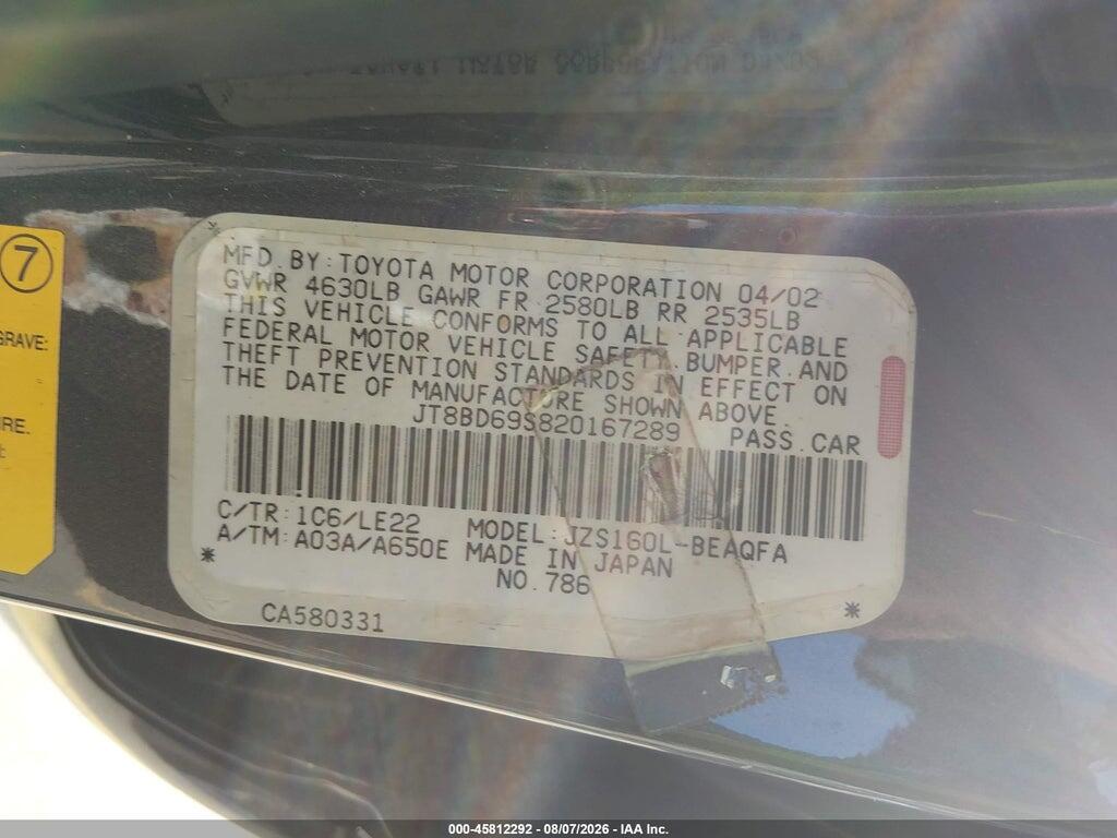 JT8BD69S820167289 2002 LEXUS GS 300 photo no. 9
