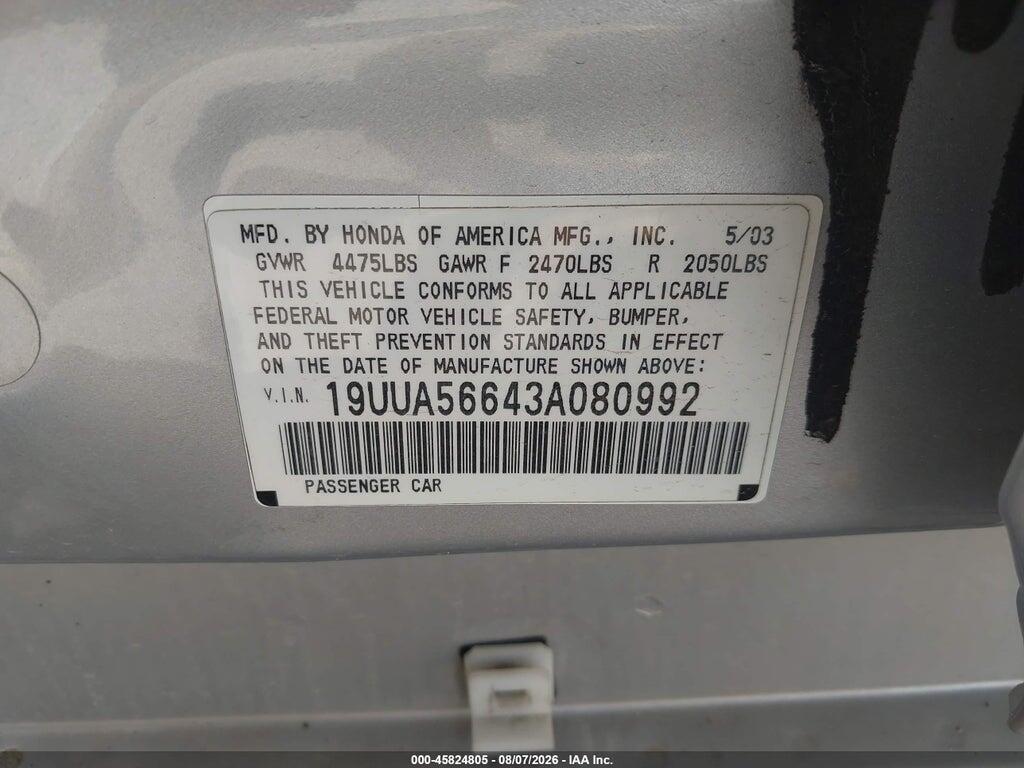 19UUA56643A080992 2003 ACURA TL photo no. 9