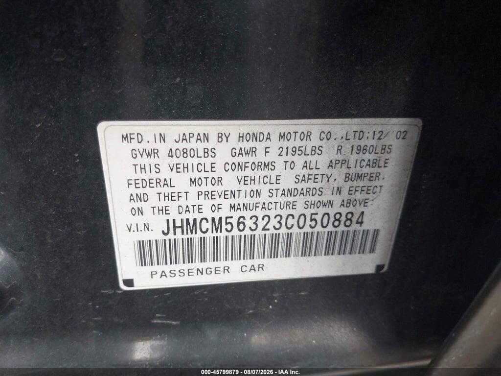 JHMCM56323C050884 2003 HONDA ACCORD SDN photo no. 9