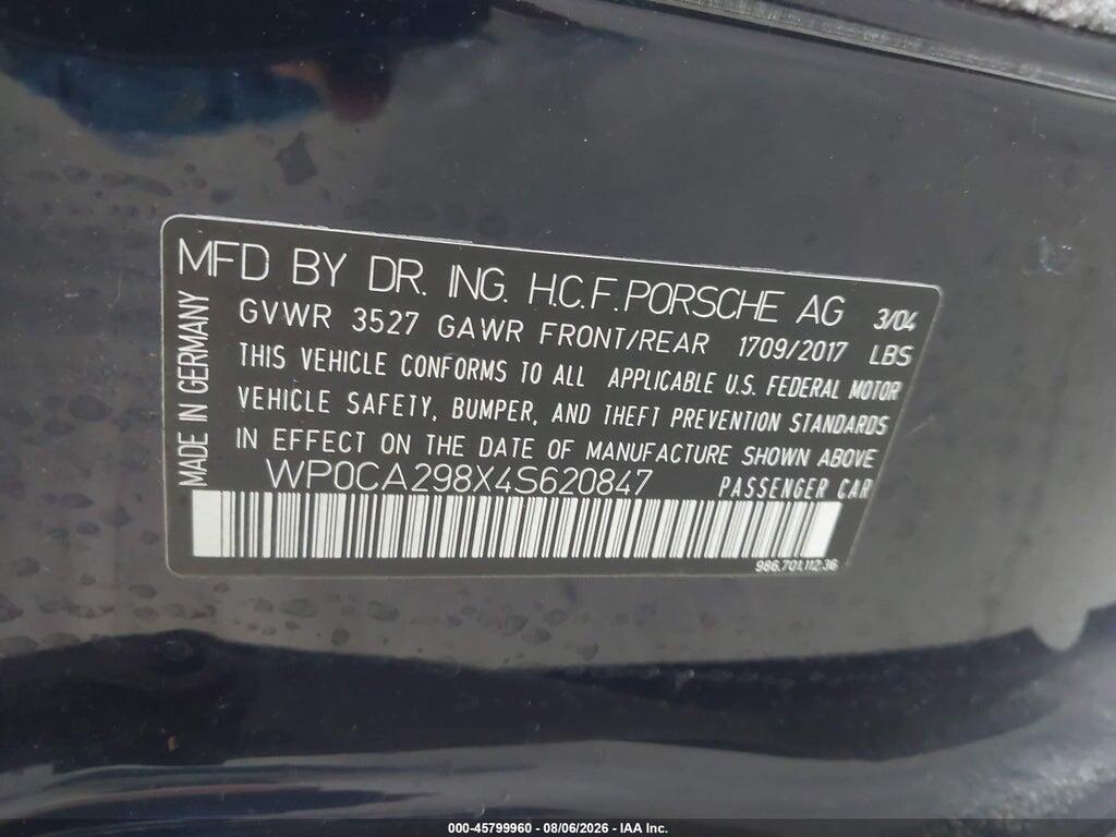 WP0CA298X4S620847 2004 PORSCHE BOXSTER photo no. 9