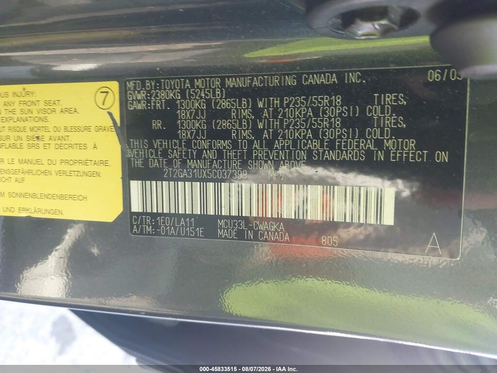 2T2GA31UX5C037399 2005 LEXUS RX 330 photo no. 9