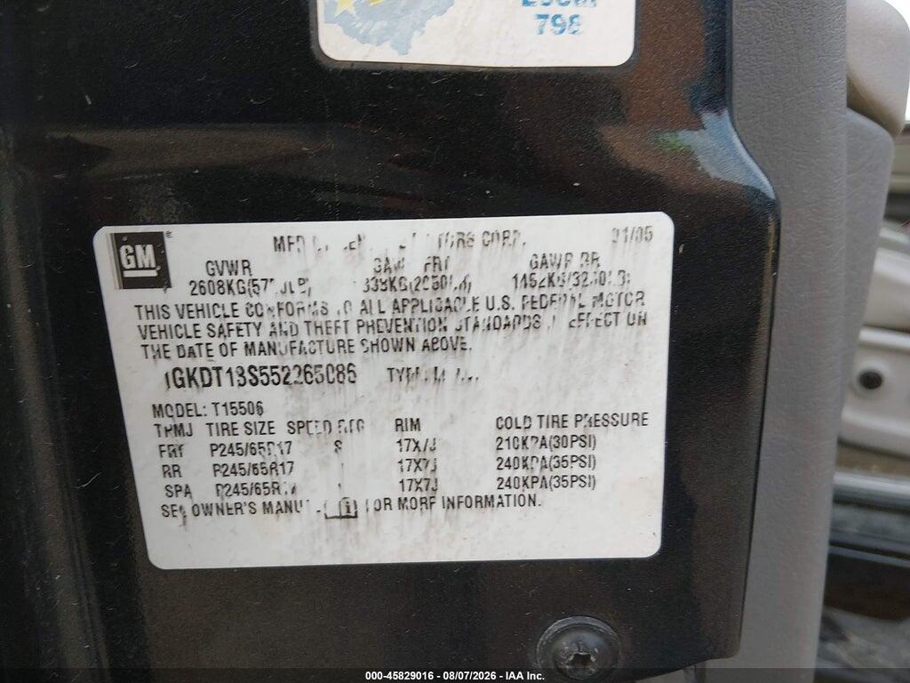 1GKDT13S552265086 2005 GMC ENVOY photo no. 9