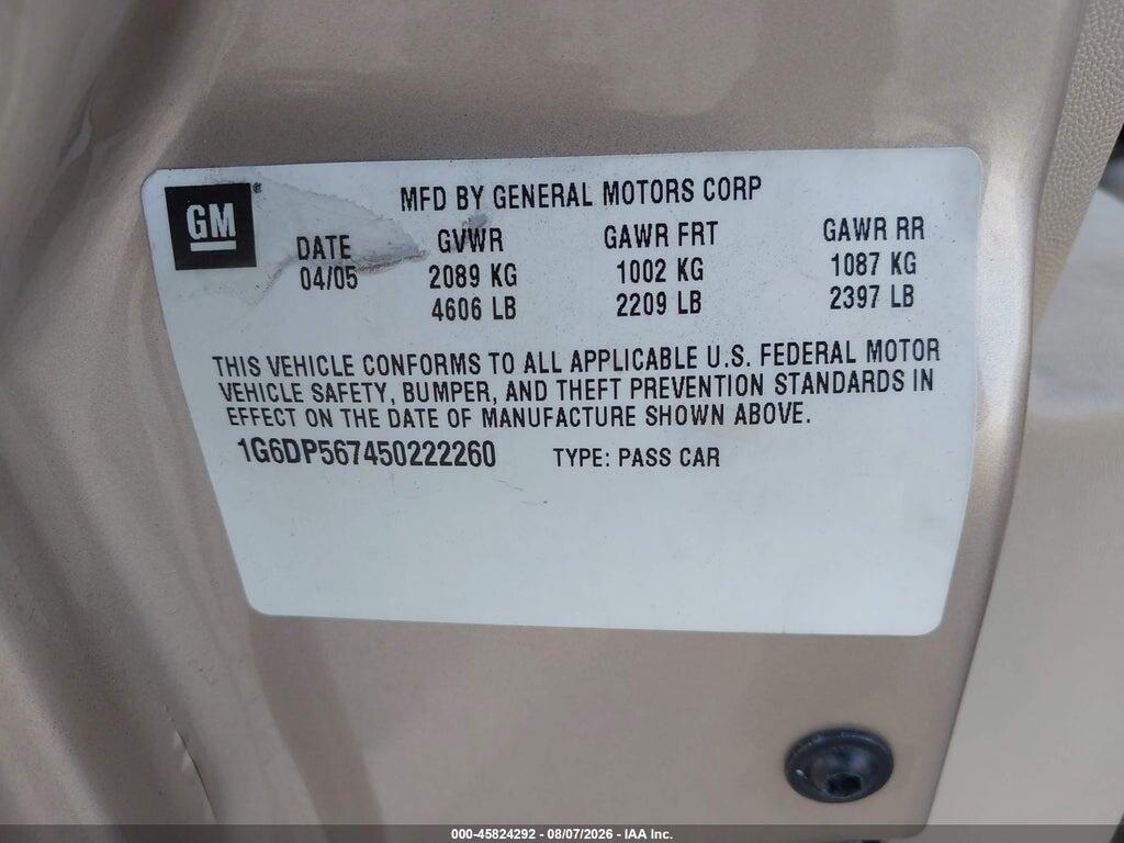 1G6DP567450222260 2005 CADILLAC CTS photo no. 9