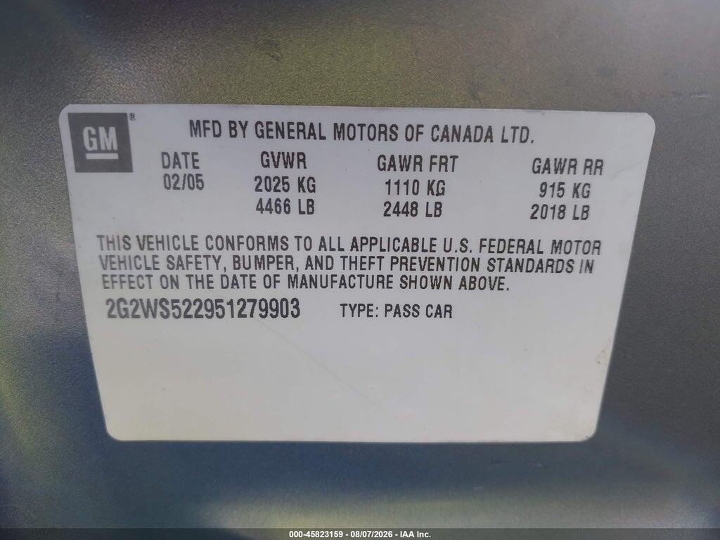 2G2WS522951279903 2005 PONTIAC GRAND PRIX photo no. 9