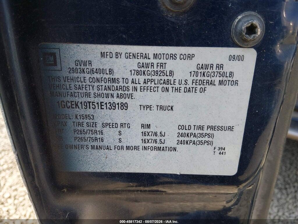 1GCEK19T35E145451 2005 CHEVROLET SILVERADO 1500 photo no. 9
