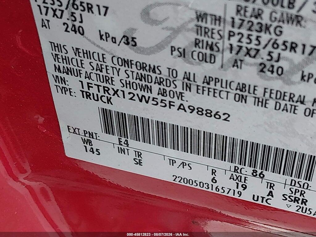 1FTRX12W55FA98862 2005 FORD F150 photo no. 9