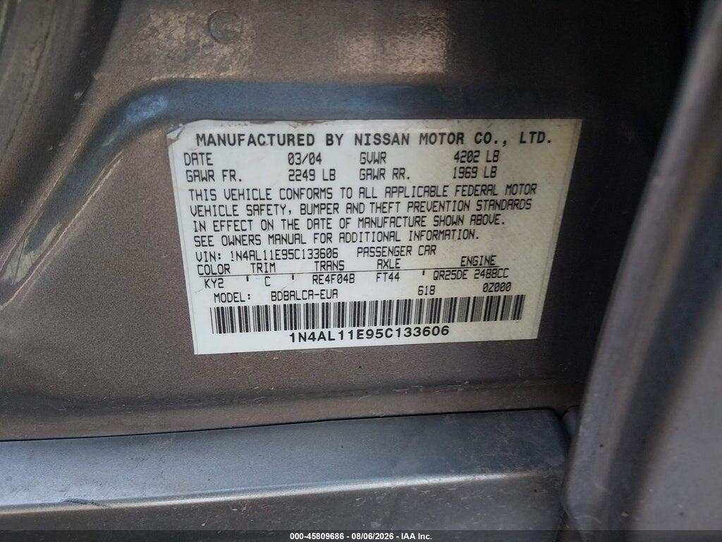 1N4AL11E95C133606 2005 NISSAN ALTIMA photo no. 9