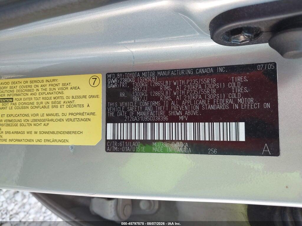 2T2GA31U95C038396 2005 LEXUS RX 330 photo no. 9