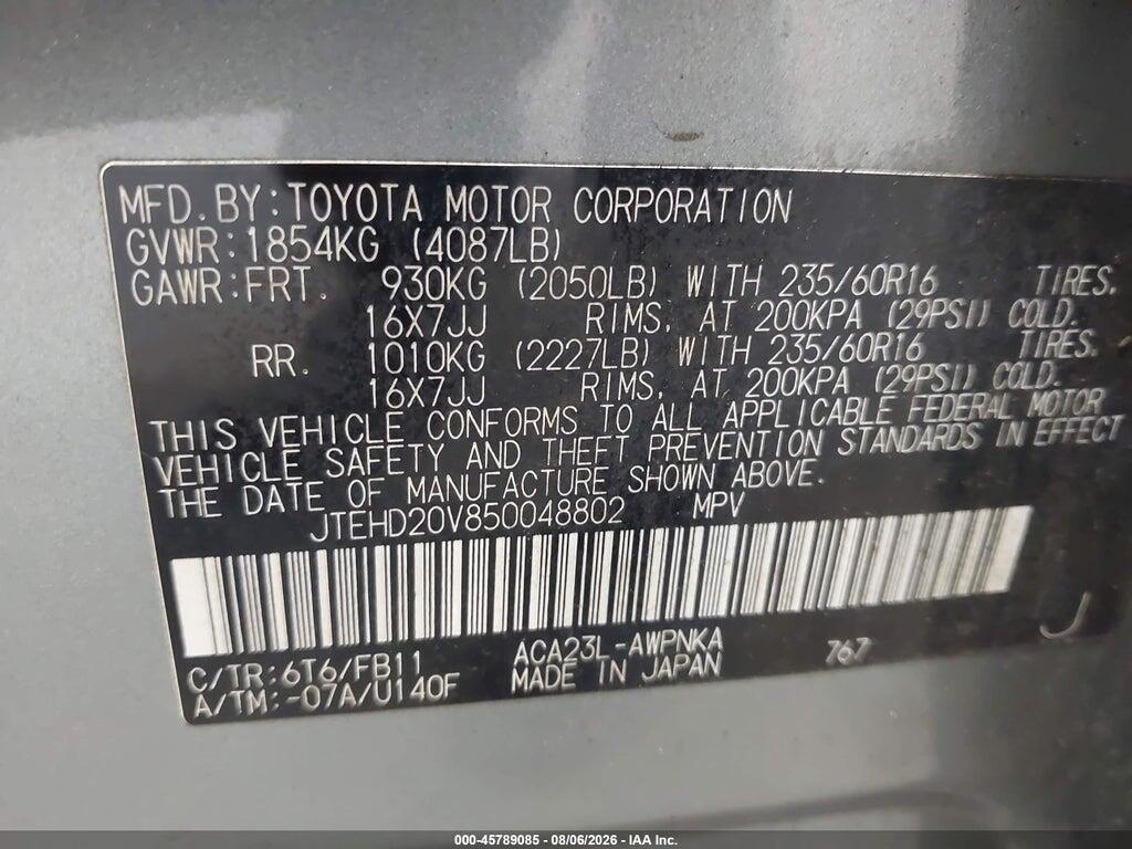 JTEHD20V850048802 2005 TOYOTA RAV4 photo no. 9