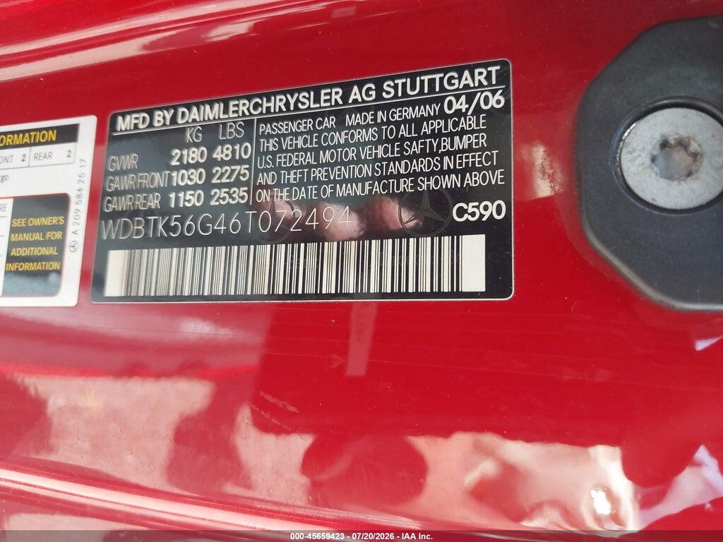 WDBTK56G46T072494 2006 MERCEDES-BENZ CLK 350 photo no. 9