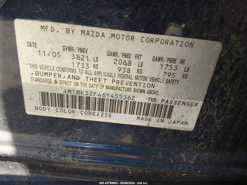 JM1BK32F461455362 2006 MAZDA MAZDA3 photo no. 9