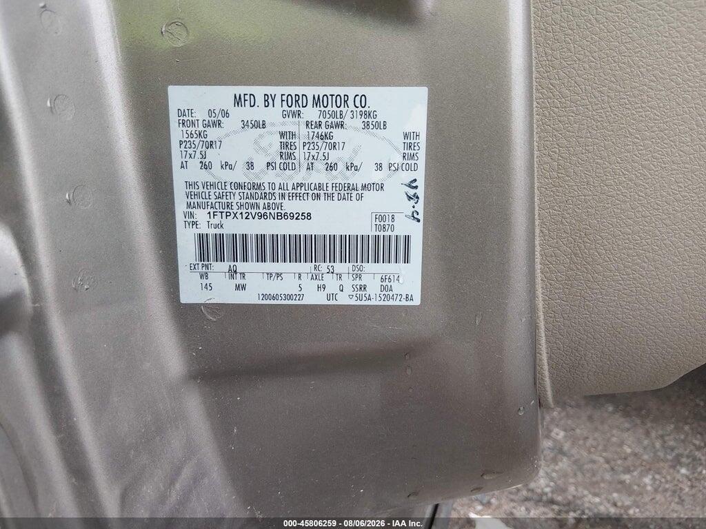 1FTPX12V96NB69258 2006 FORD F-150 photo no. 9