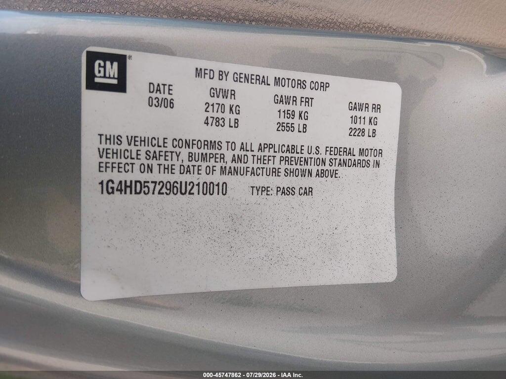 1G4HD57296U210010 2006 BUICK LUCERNE photo no. 9