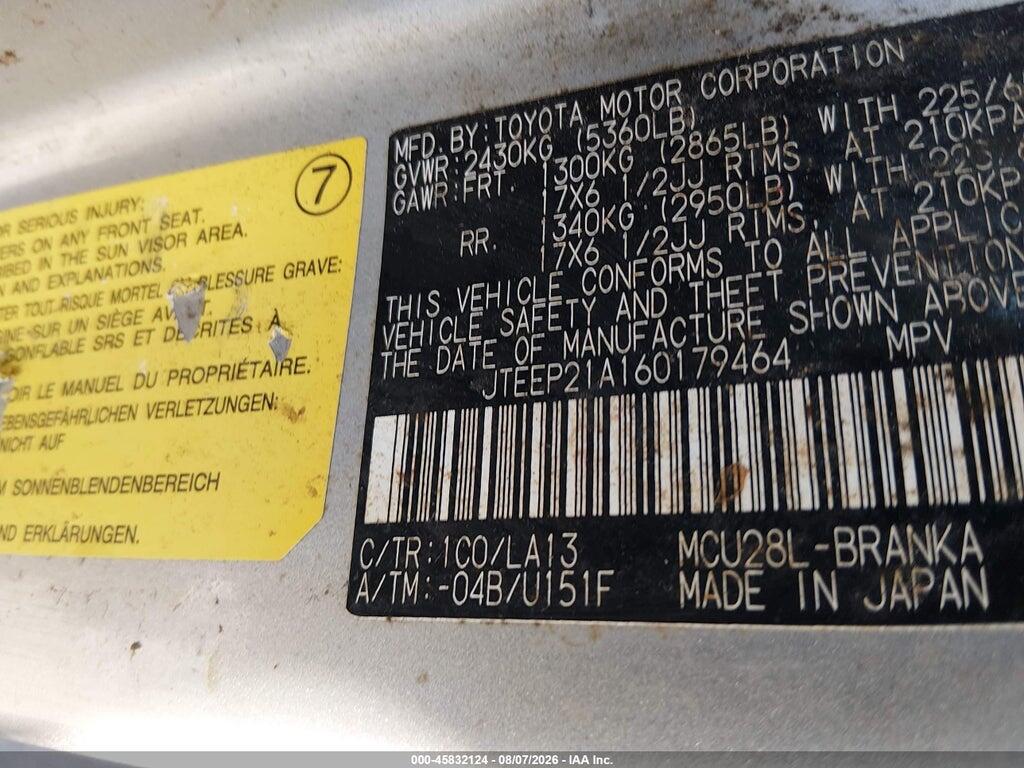 JTEEP21A160179464 2006 TOYOTA HIGHLANDER photo no. 9