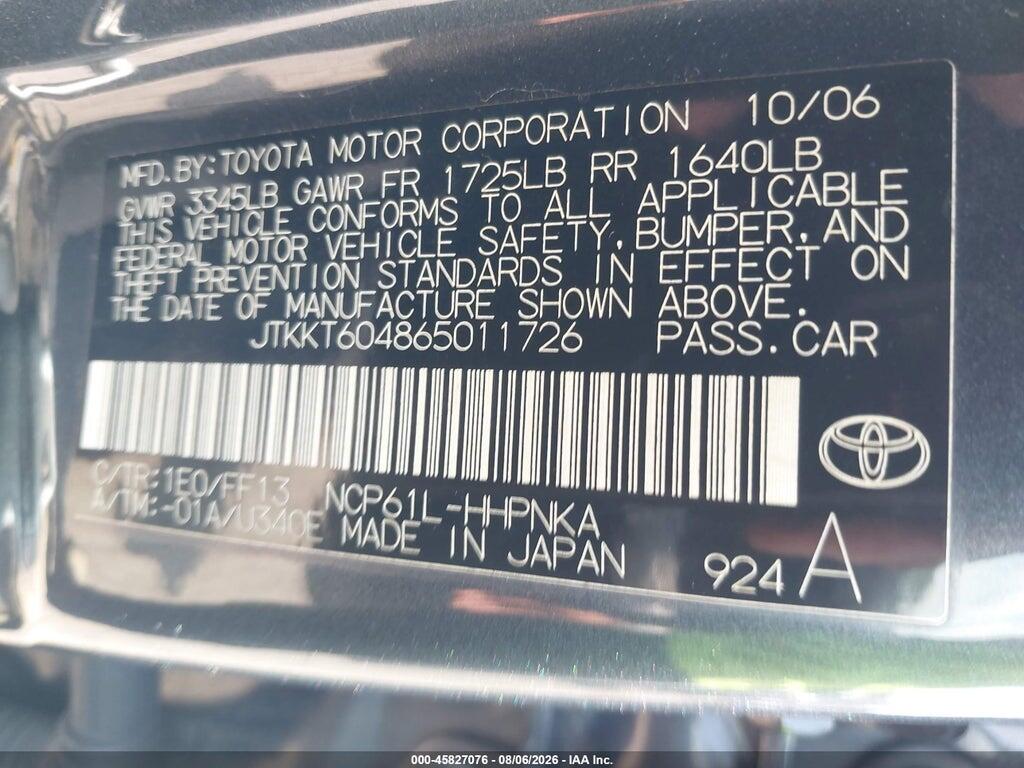 JTKKT604865011726 2006 SCION XA photo no. 9