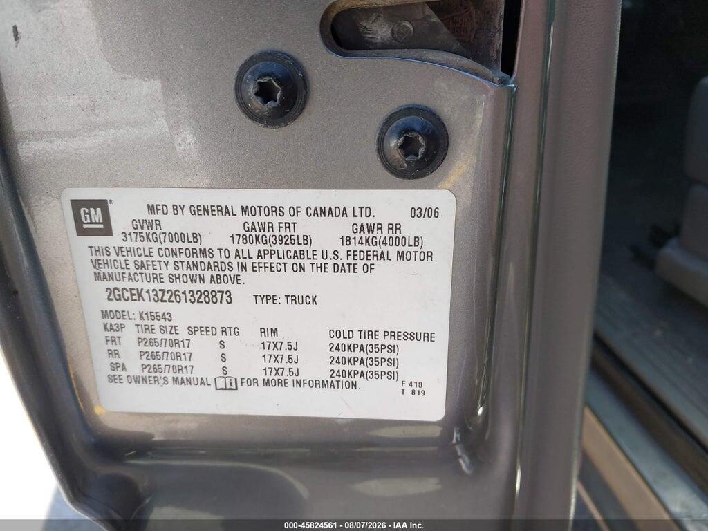 2GCEK13Z261328873 2006 CHEVROLET SILVERADO 1500 photo no. 9