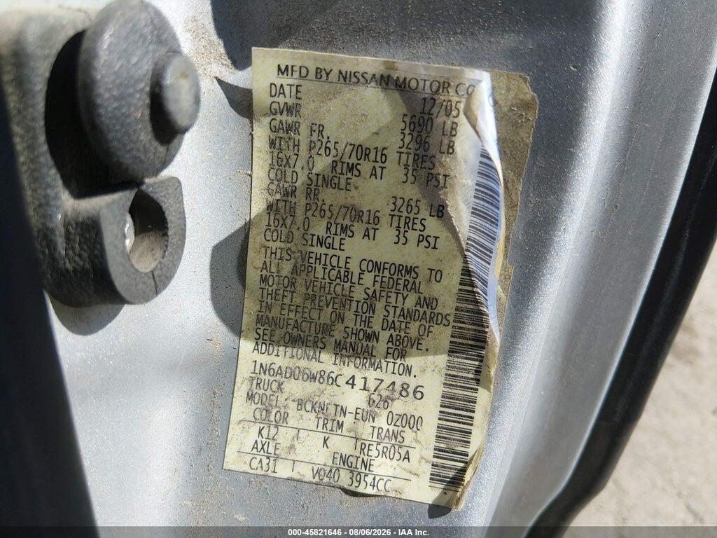 1N6AD06W86C417486 2006 NISSAN FRONTIER photo no. 9