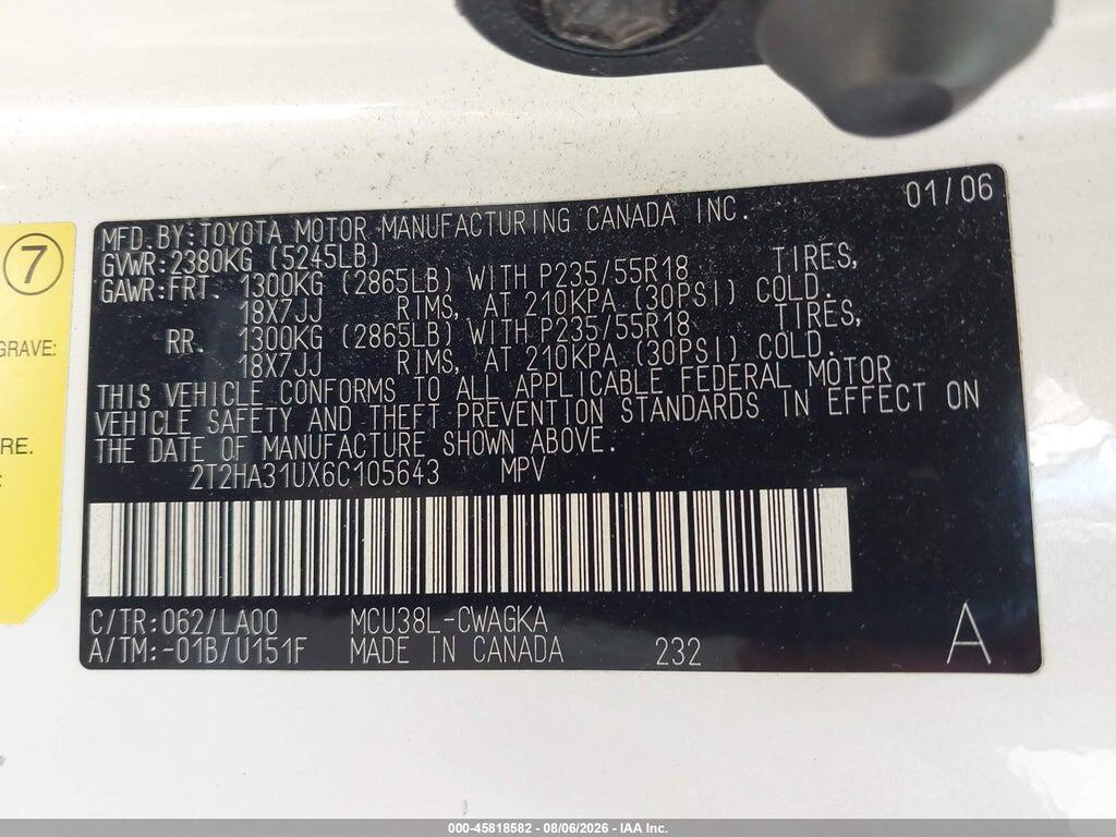 2T2HA31UX6C105643 2006 LEXUS RX 330 photo no. 9