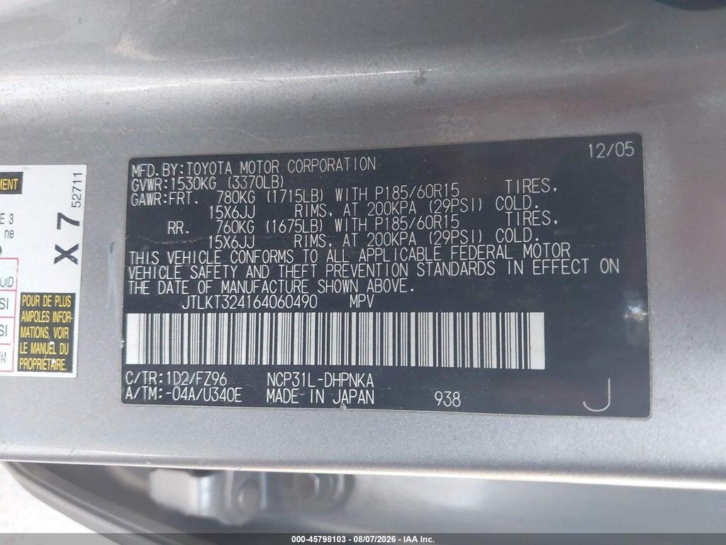 JTLKT324164060490 2006 SCION XB photo no. 9