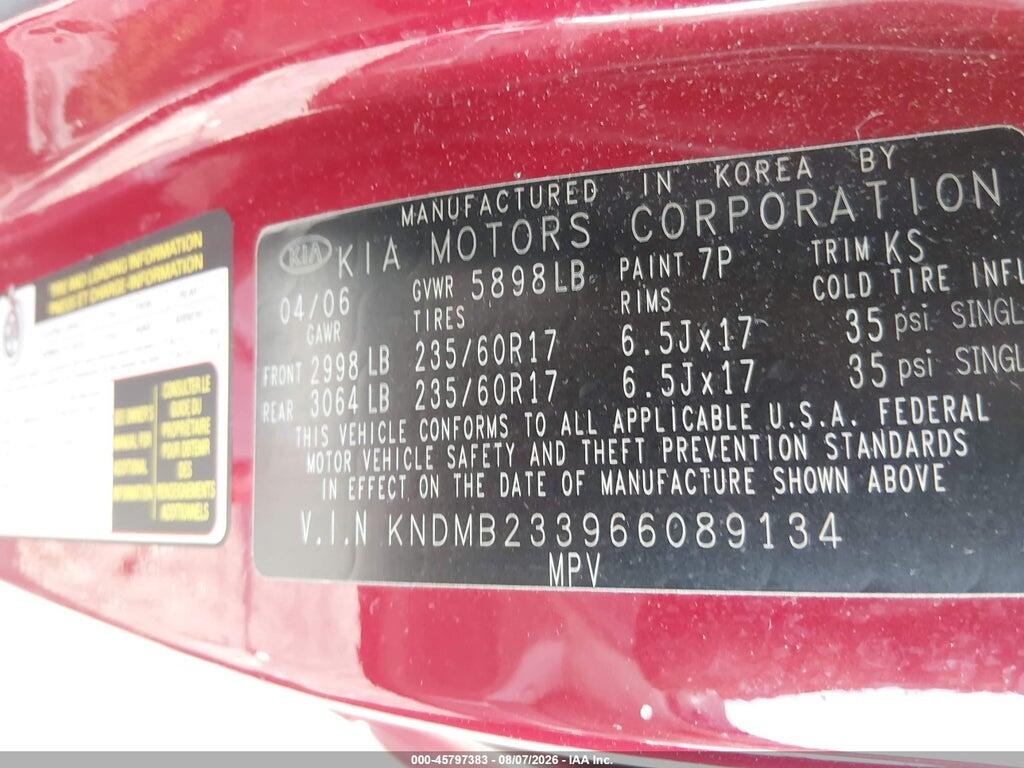 KNDMB233966089134 2006 KIA SEDONA photo no. 9