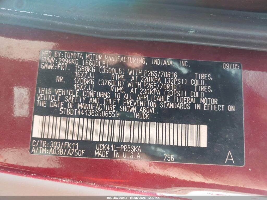 5TBDT44136S506553 2006 TOYOTA TUNDRA photo no. 9