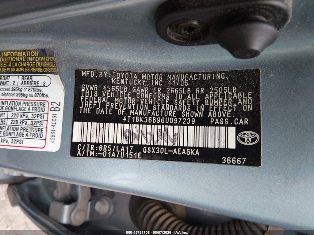 4T1BK36B96U097239 2006 TOYOTA AVALON photo no. 9