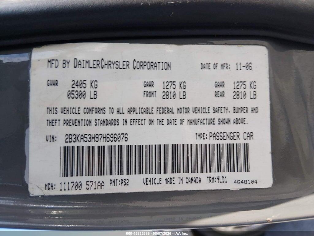 2B3KA53H97H696076 2007 DODGE CHARGER photo no. 9