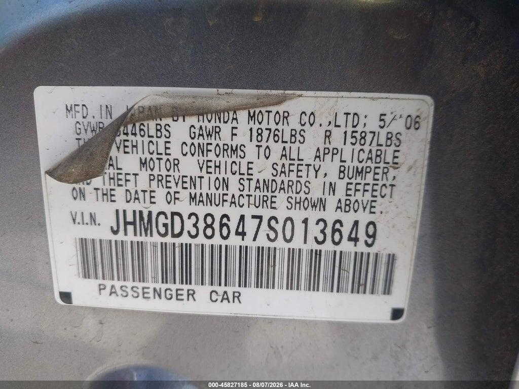 JHMGD38647S013649 2007 HONDA FIT photo no. 9
