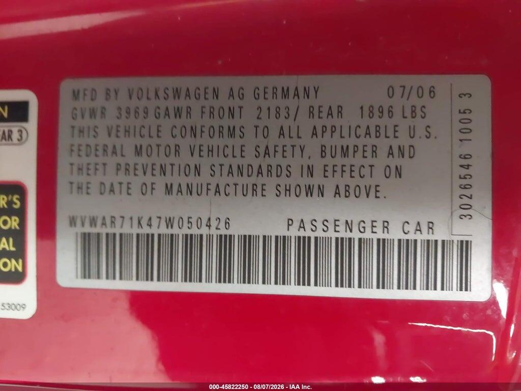 WVWAR71K47W050426 2007 VOLKSWAGEN RABBIT photo no. 9