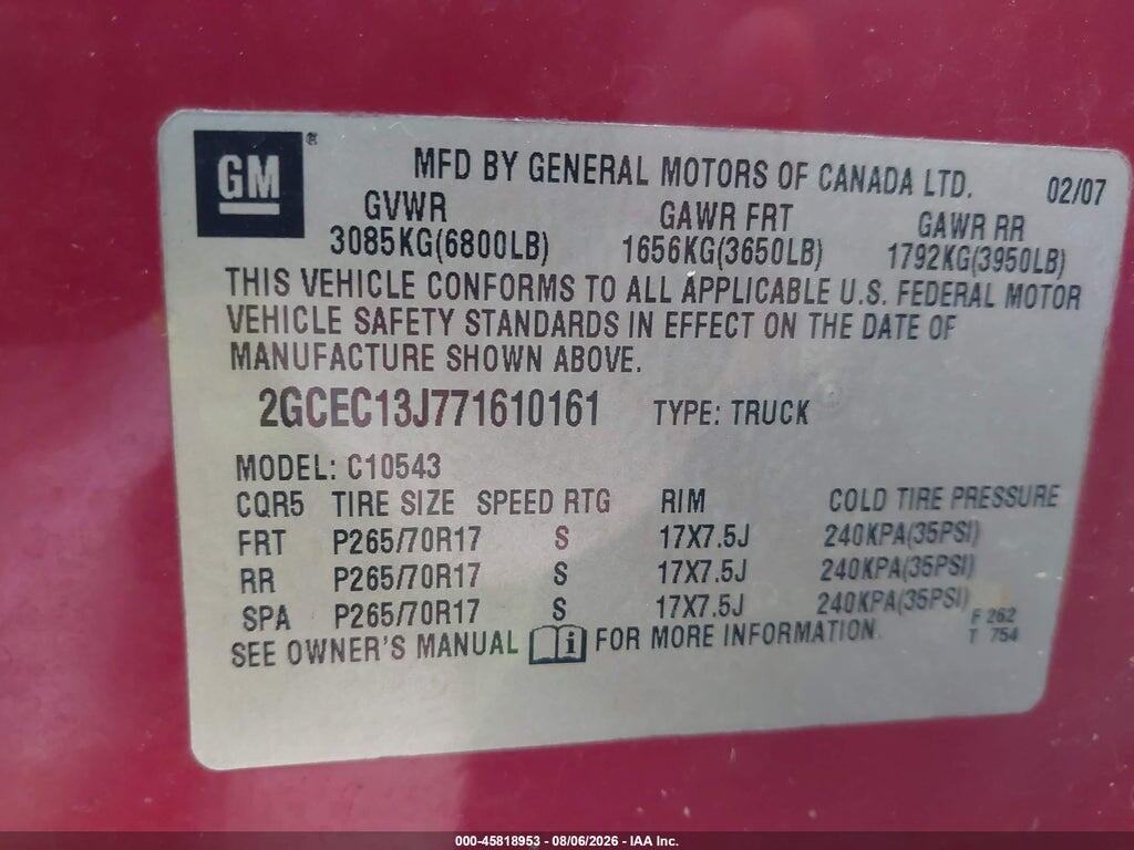 2GCEC13J771610161 2007 CHEVROLET SILVERADO 1500 photo no. 9