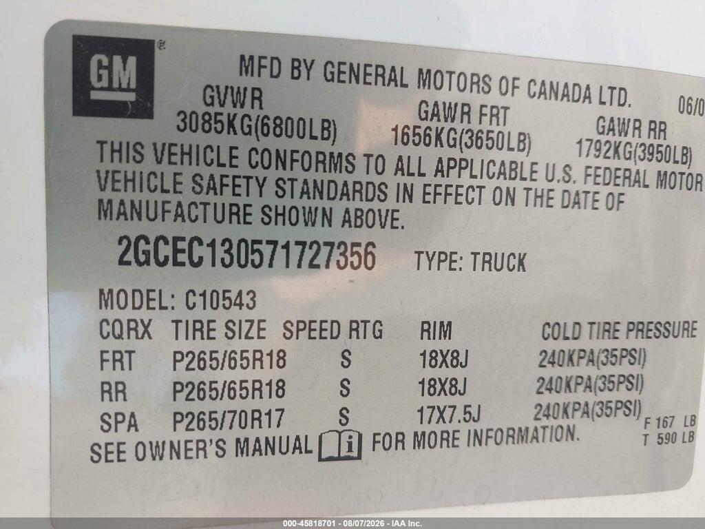 2GCEC130571727356 2007 CHEVROLET SILVERADO 1500 photo no. 9
