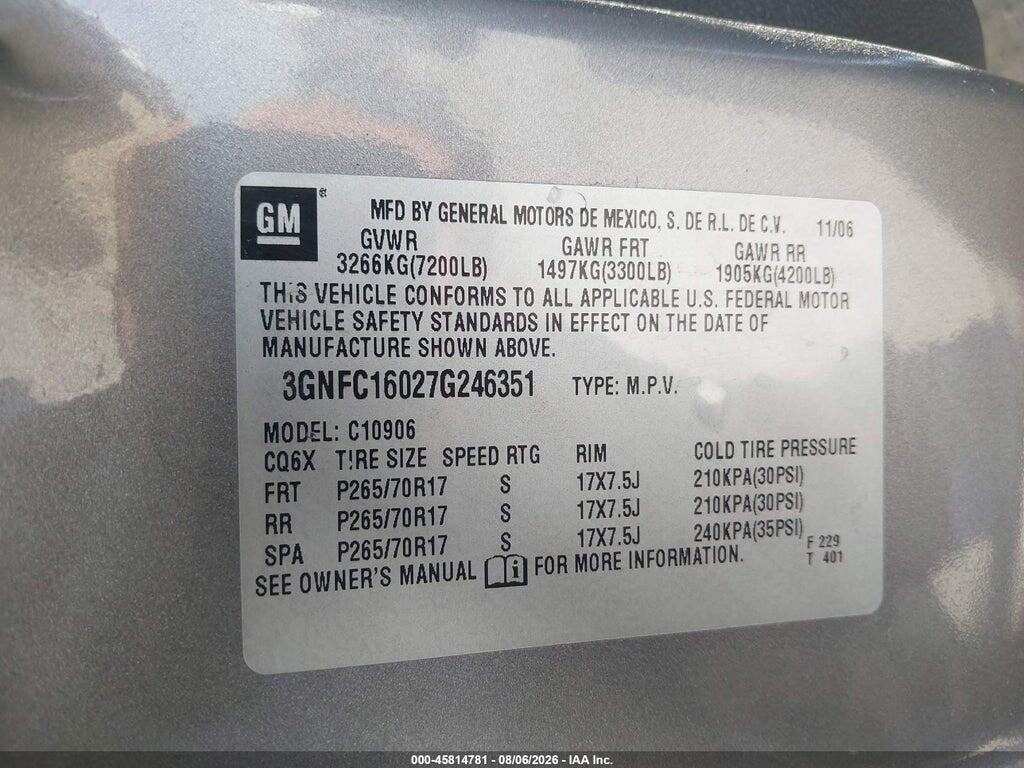 3GNFC16027G246351 2007 CHEVROLET SUBURBAN photo no. 9