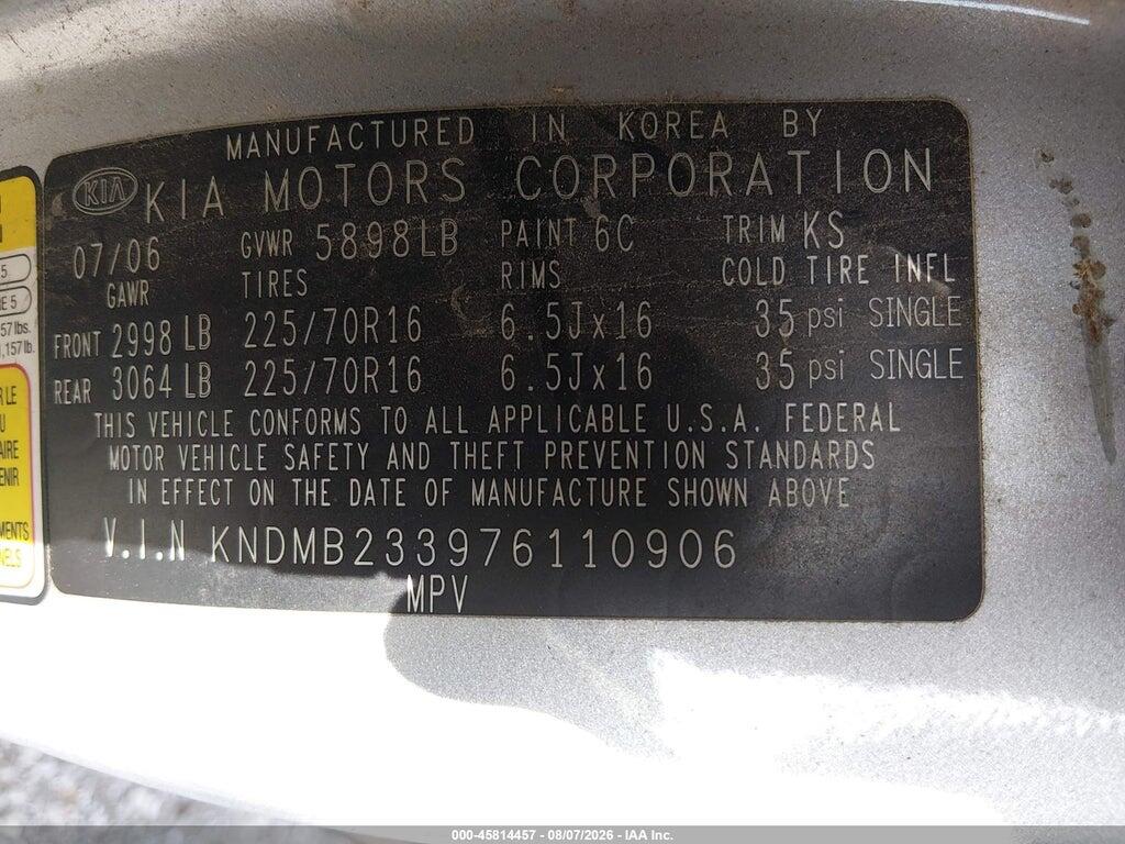 KNDMB233976110906 2007 KIA SEDONA photo no. 9