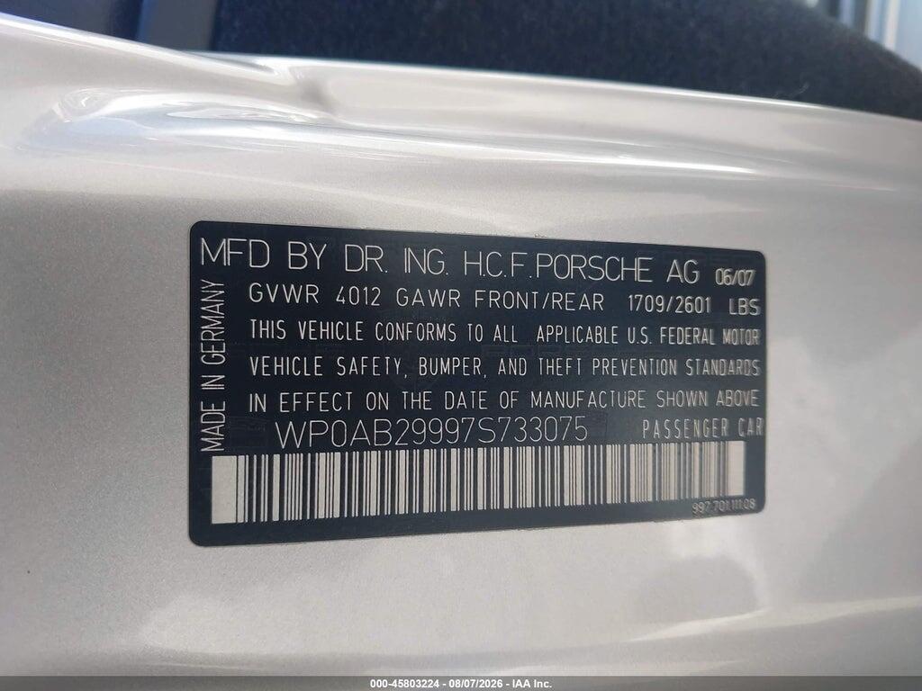 WP0AB29997S733075 2007 PORSCHE 911 photo no. 9