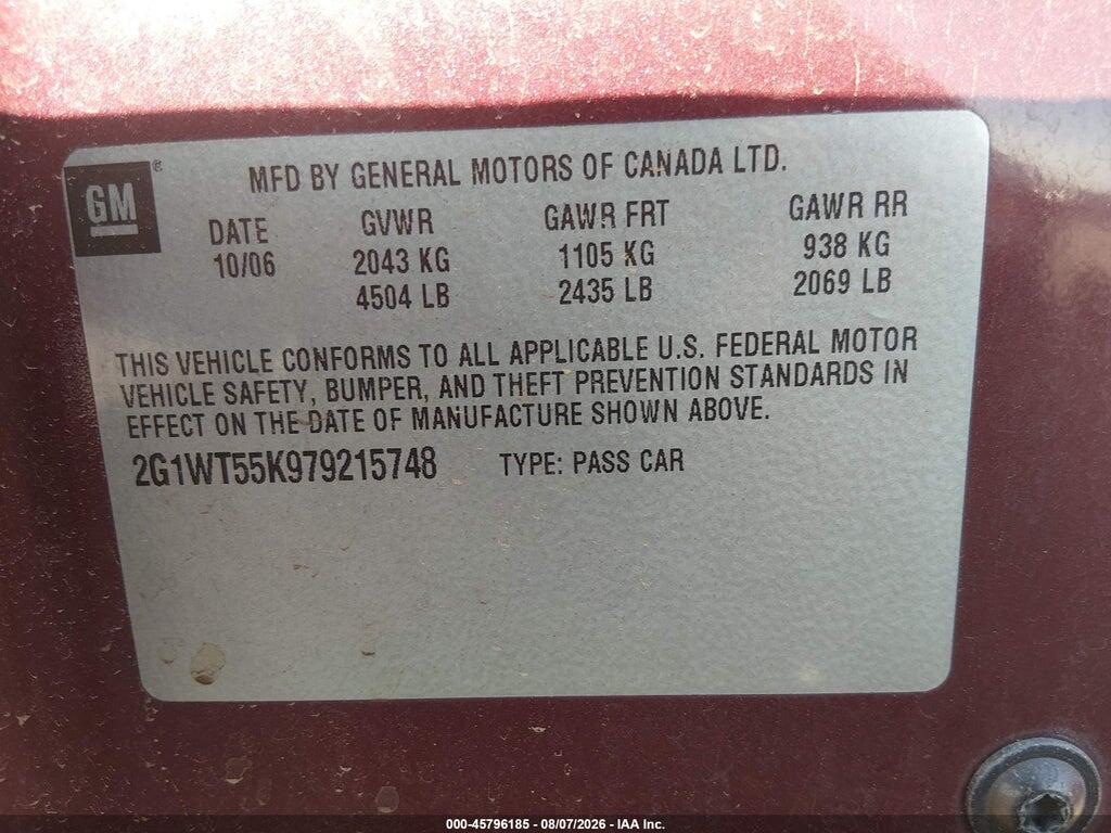 2G1WT55K979215748 2007 CHEVROLET IMPALA photo no. 9
