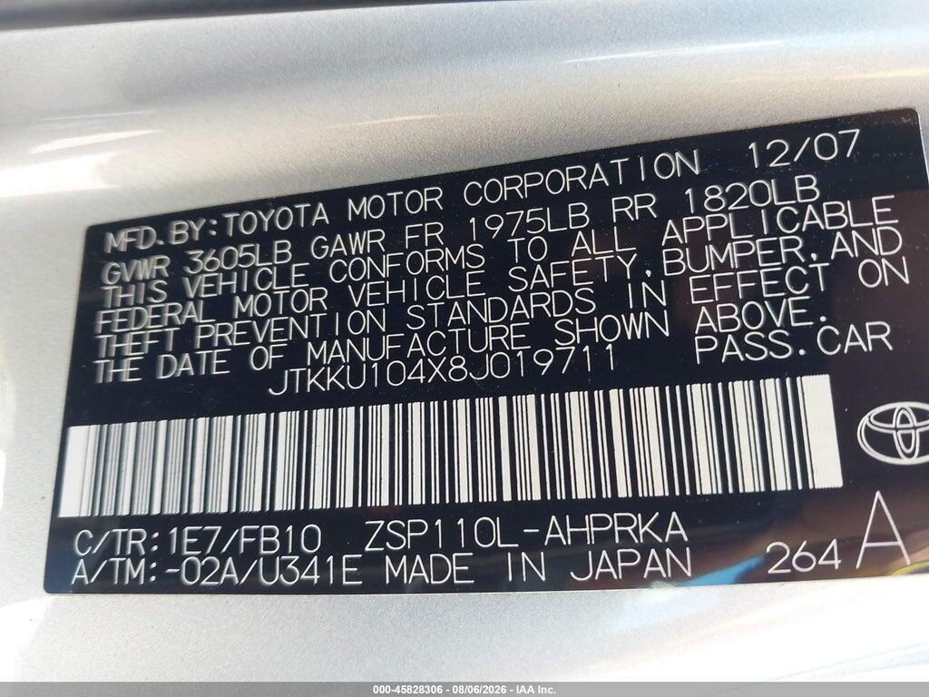 JTKKU104X8J019711 2008 SCION XD photo no. 9